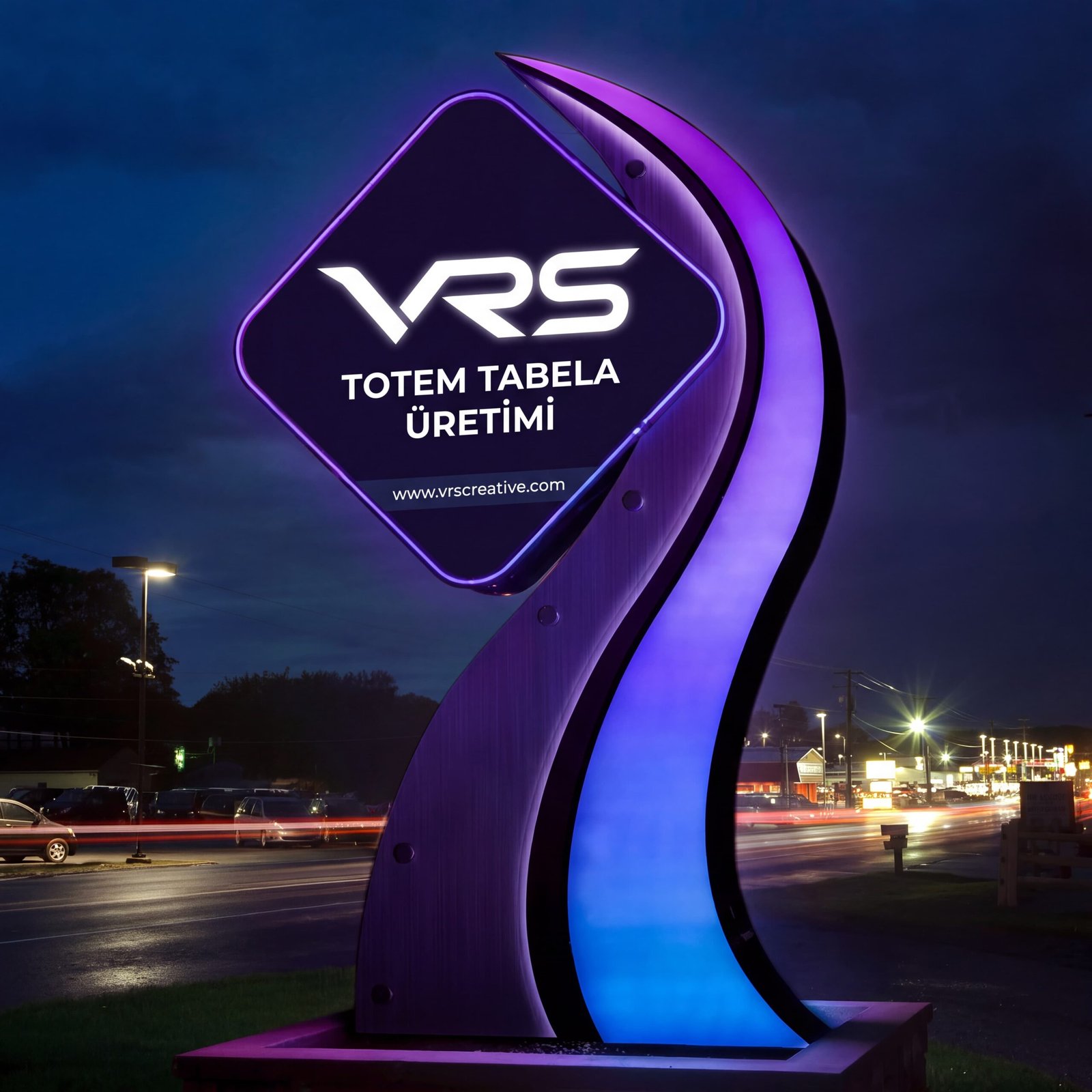 VRS Creative aydınlatmalı totem tabela uygulaması